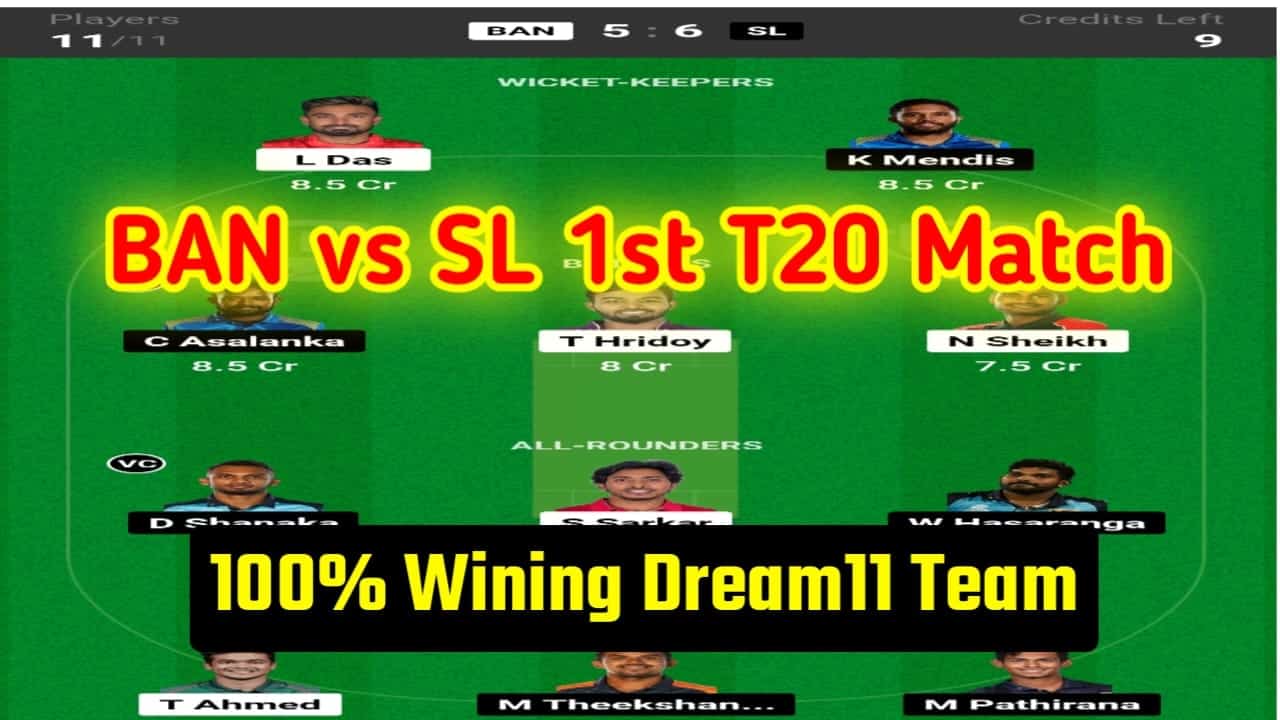 BAN vs SL 1st T20 Dream11 Prediction