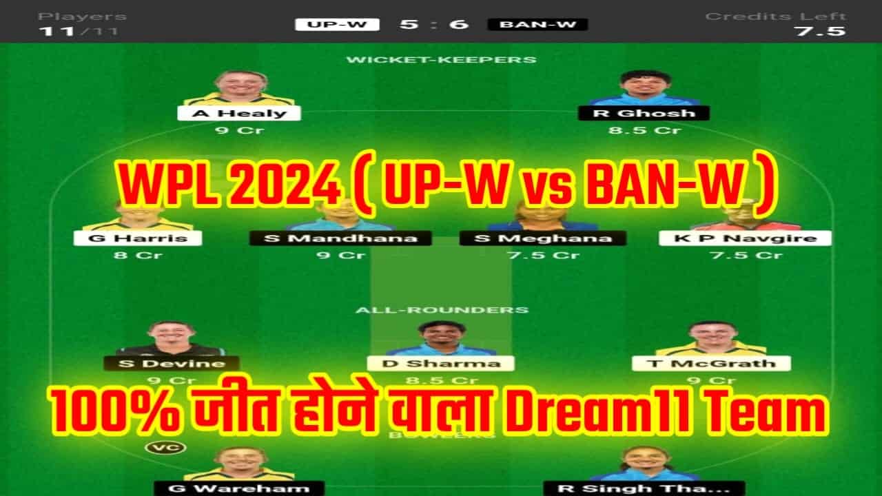 UP-W vs BAN-W Match Dream11 Prediction